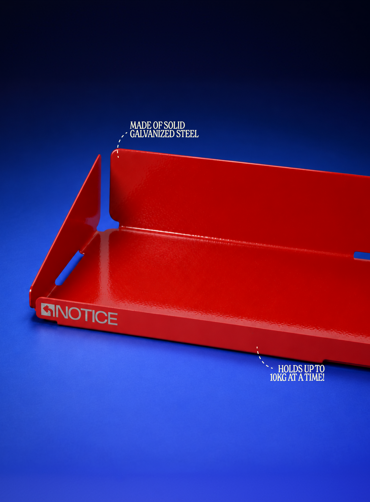Notice Shelf in red by Notice