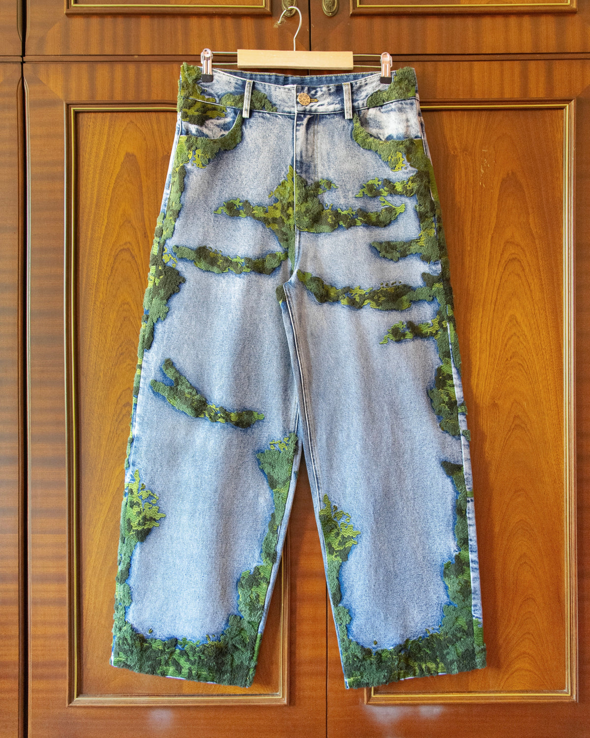 Embroidered Moss Jeans