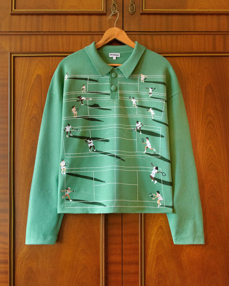 Fine Knit Tennis Sweater - Grass