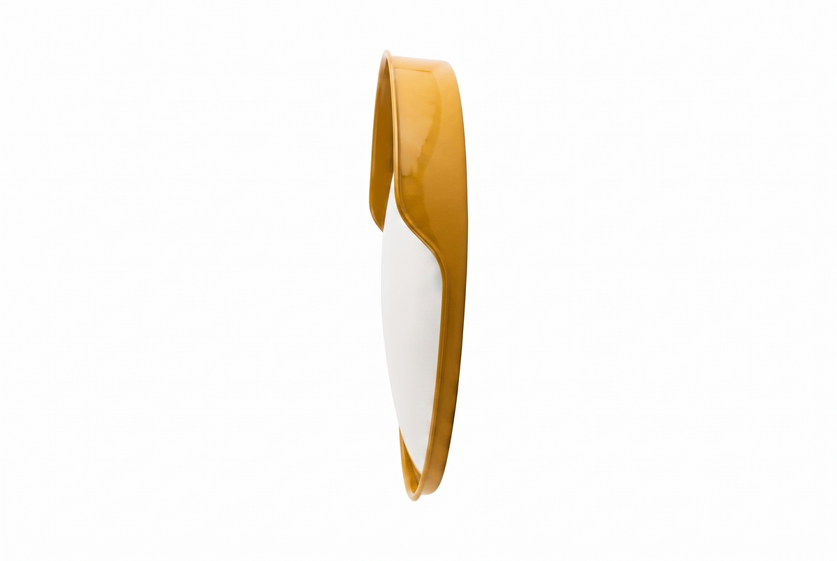 MIRROR SPECTACULAR in island yellow, side profile showing the convex depth