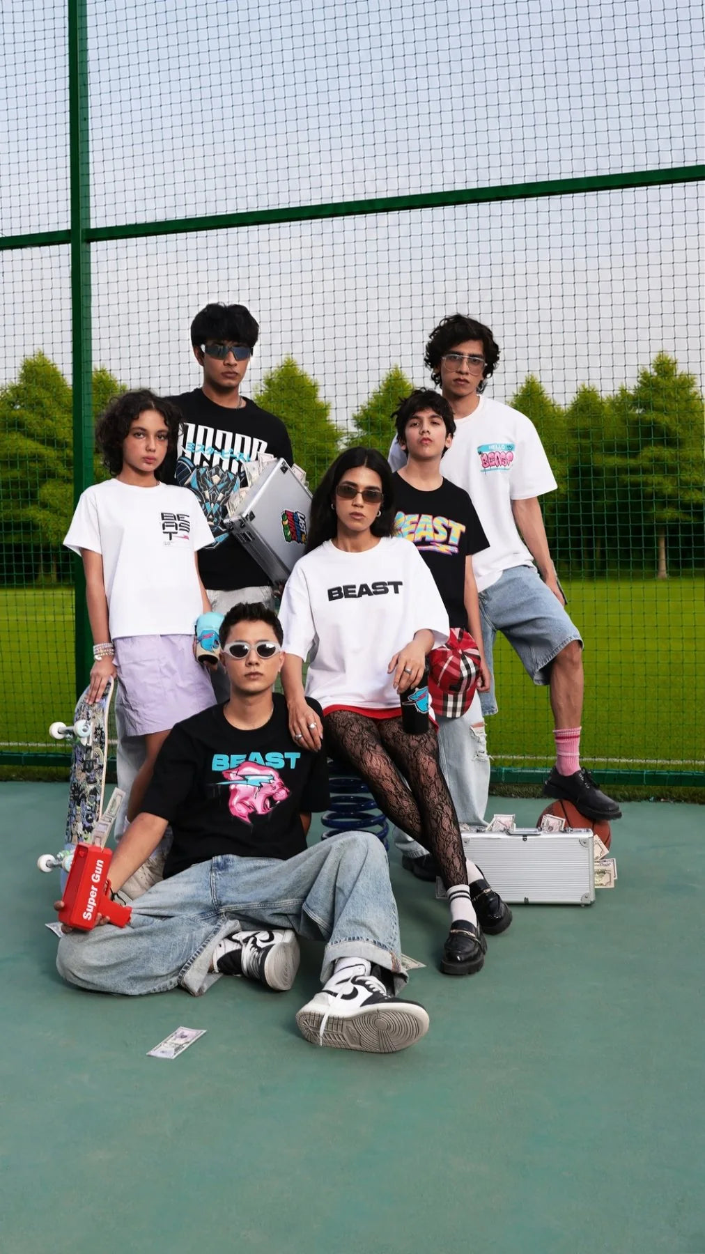The Islands drop campaign group shot on a tennis court