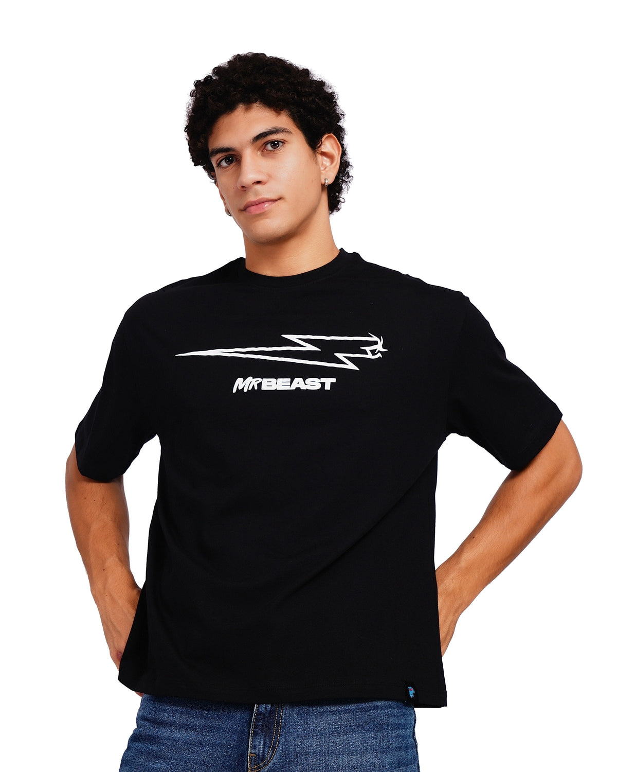 Official MrBeast Bolt T-shirt in black, front view