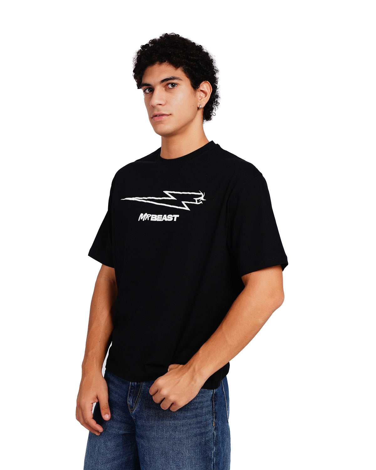 Official MrBeast Bolt T-shirt in black, side view