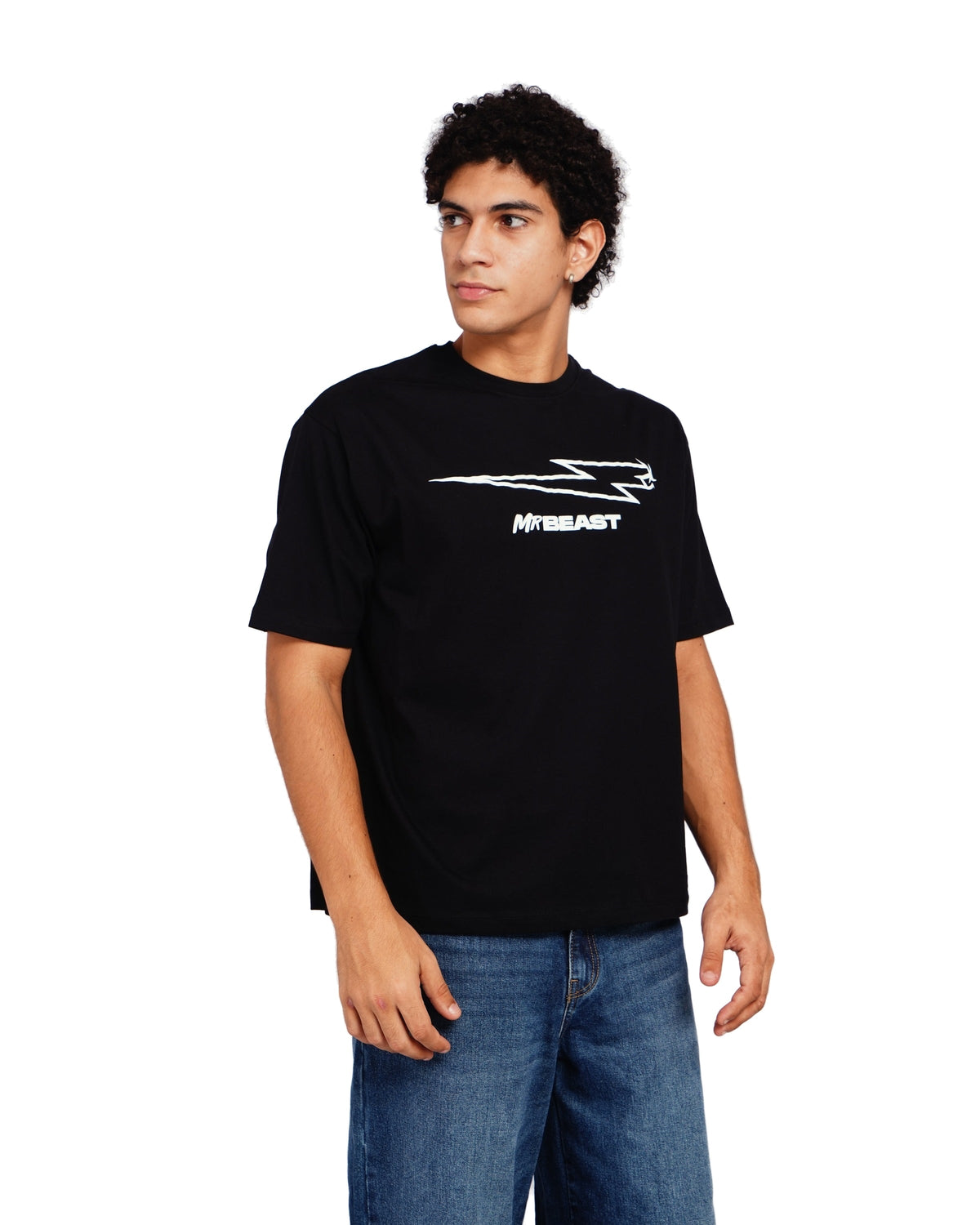 Official MrBeast Bolt T-shirt in black, side view 2