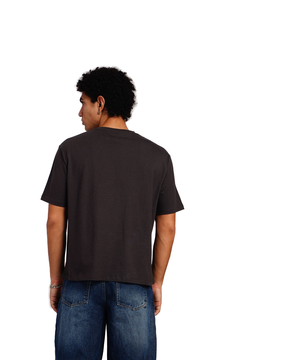 Official MrBeast Cyber Grid T-shirt in grey, back view