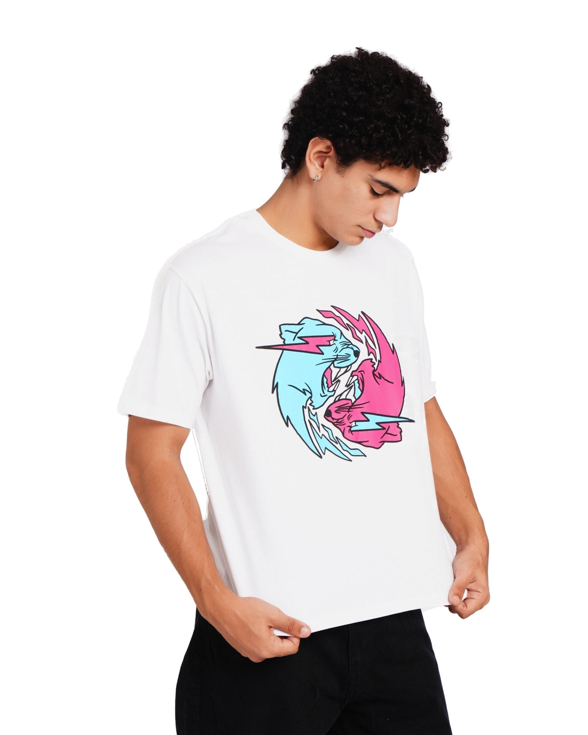 Official MrBeast Dual Panther T-shirt in white, front view