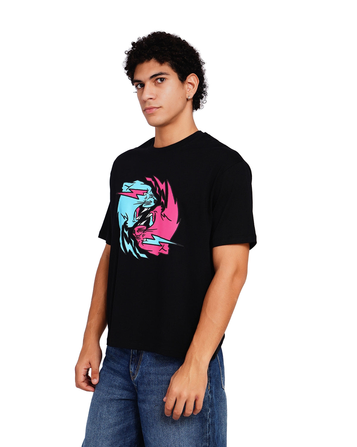 Official MrBeast Dual Panther T-shirt in black, side view