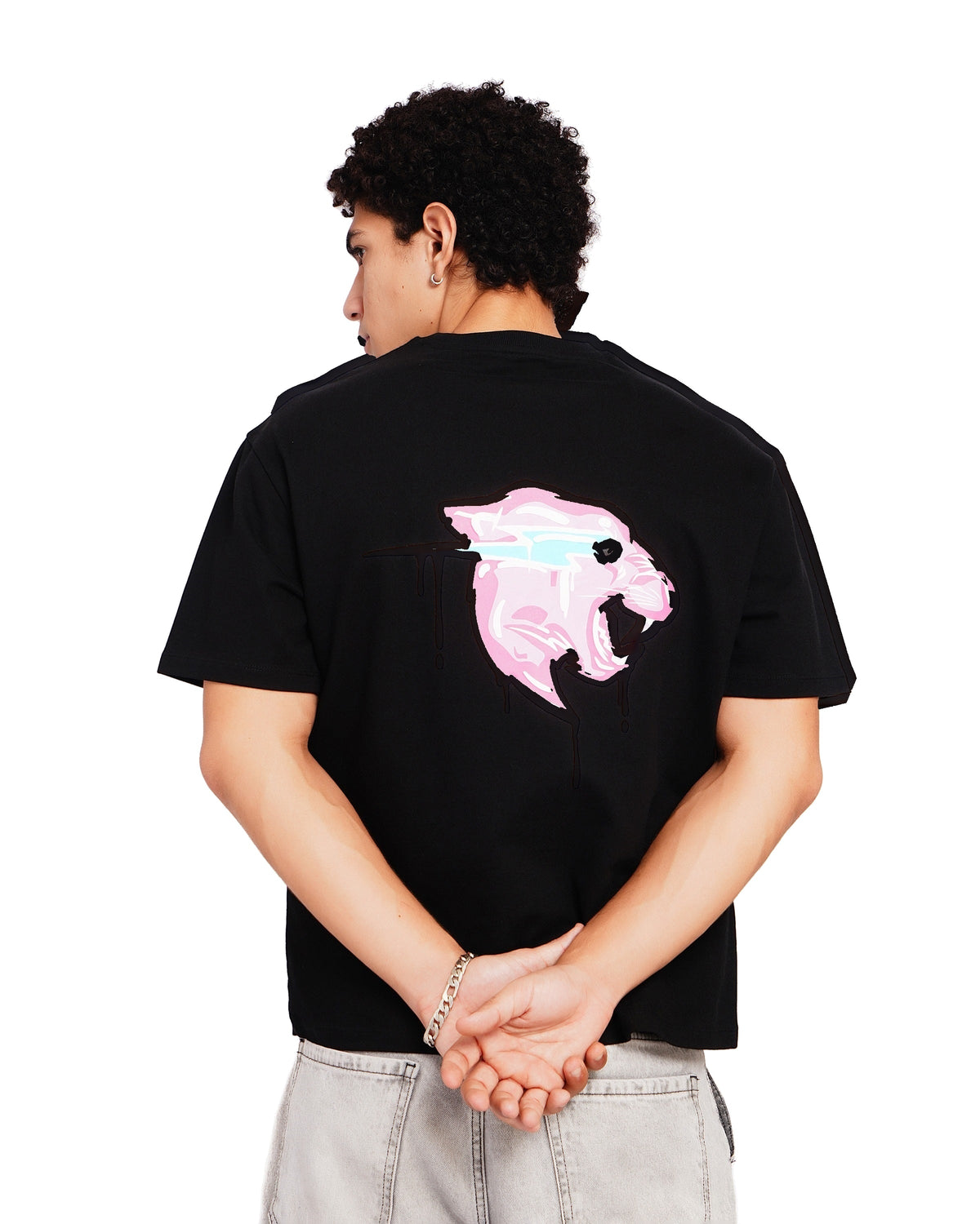 Official MrBeast Hello T-shirt in black, back view