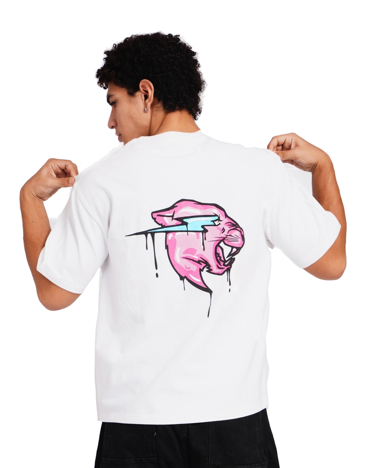 Official MrBeast Hello T-shirt in white, styled pose
