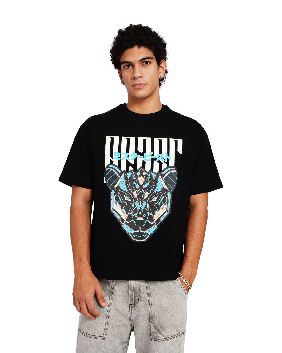 Official MrBeast Mecha T-shirt in black, front view