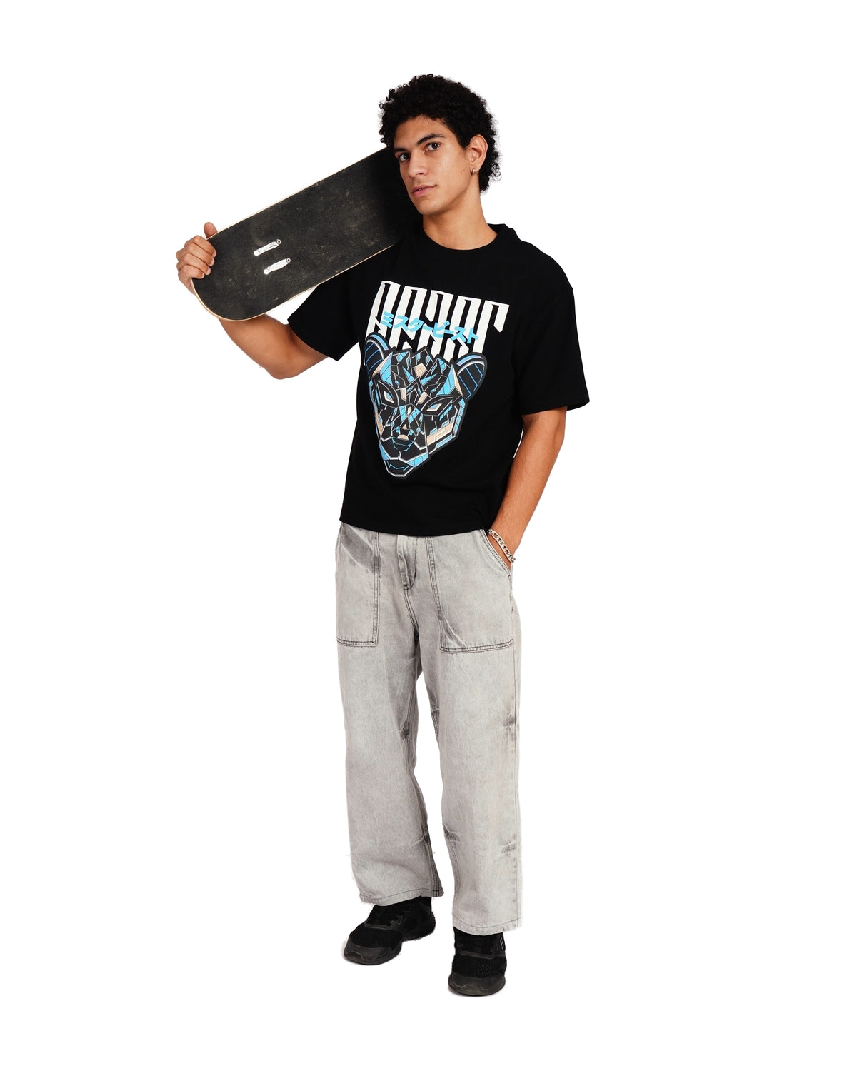 Official MrBeast Mecha T-shirt in black, full-length view