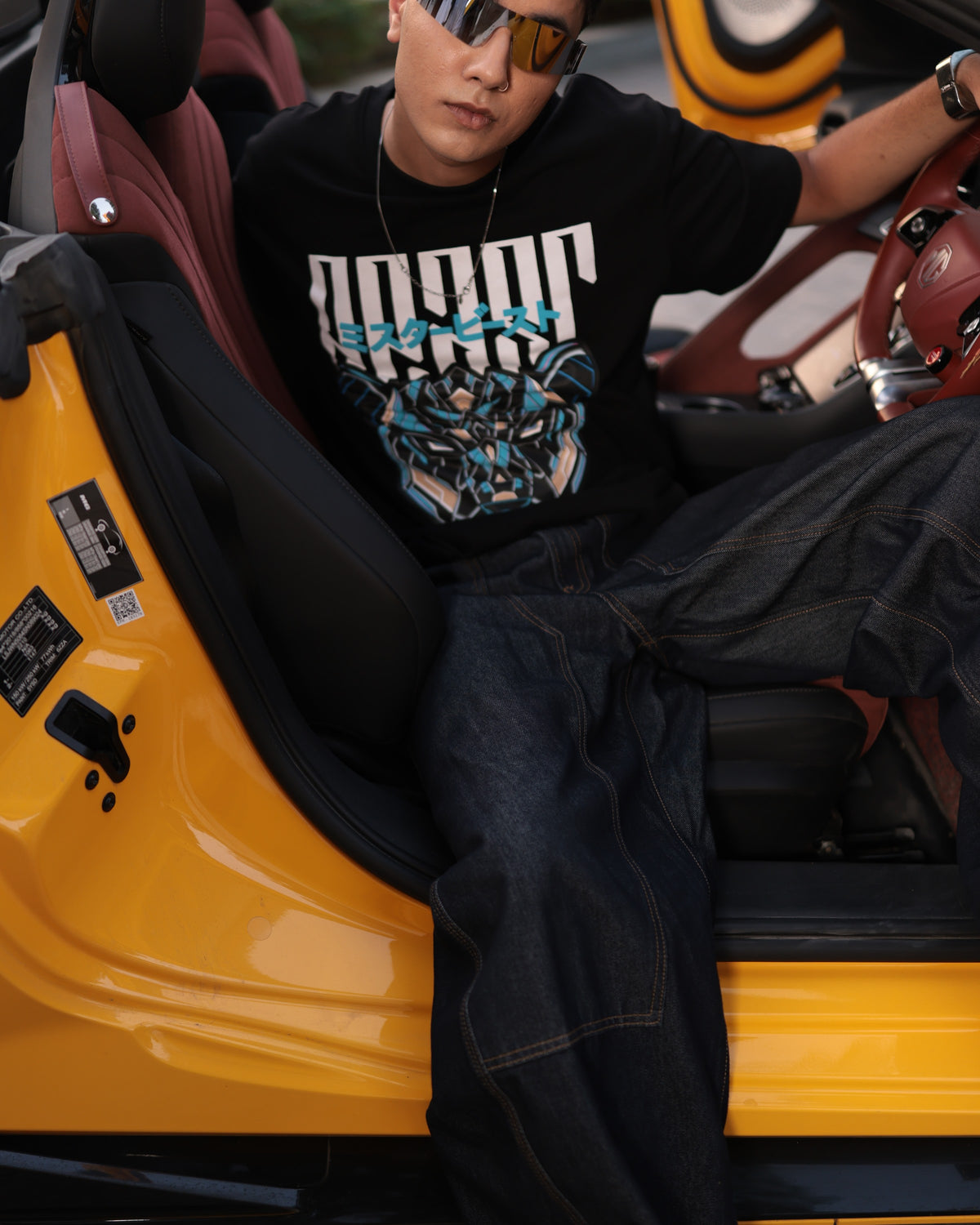 Official MrBeast Mecha T-shirt in black, lifestyle shot
