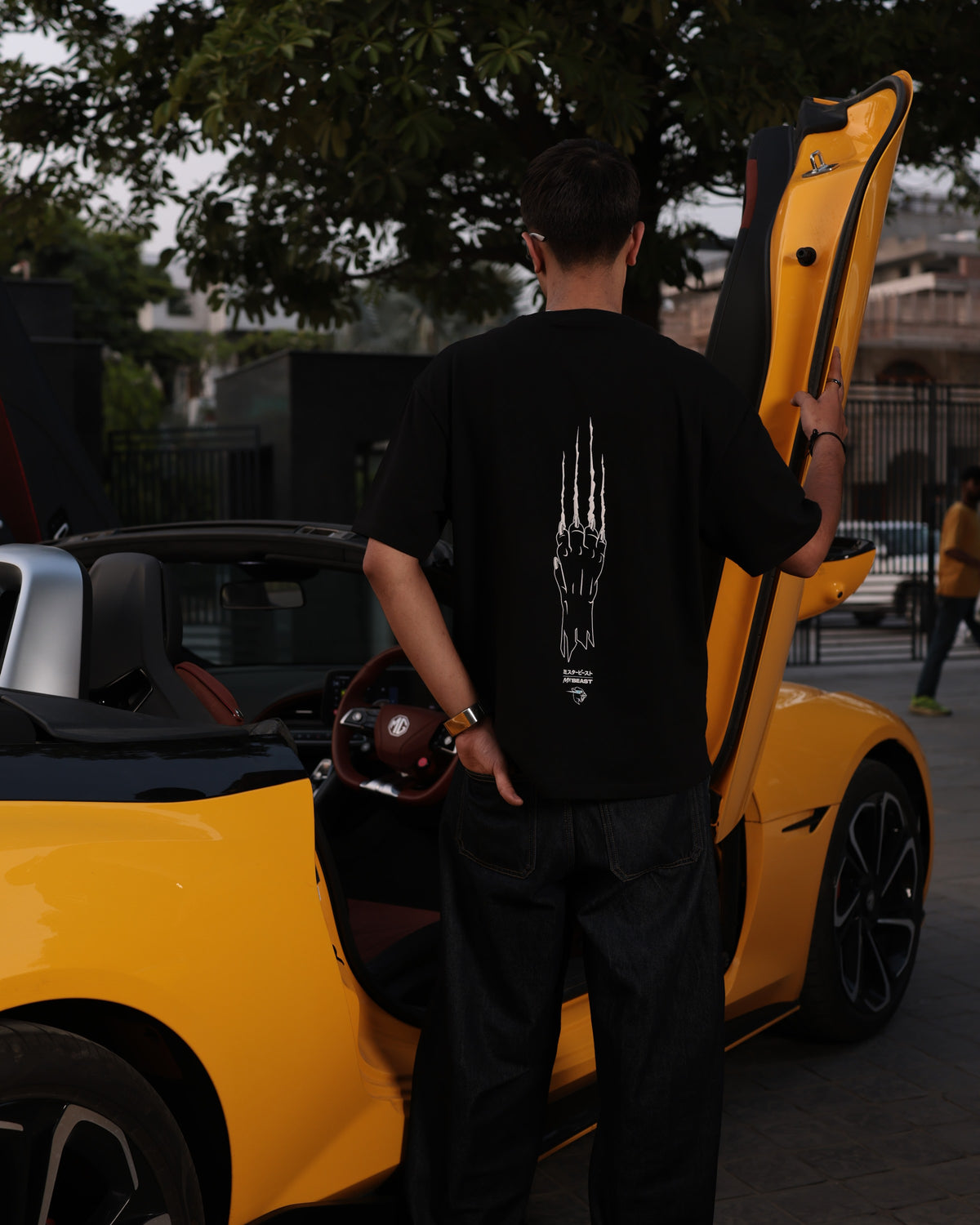 Official MrBeast Mecha T-shirt in black, lifestyle shot 2