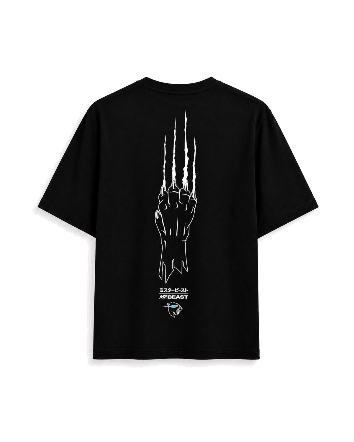 Official MrBeast Mecha T-shirt in black, flat lay, back