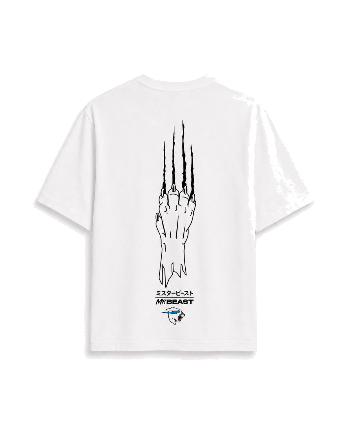 Official MrBeast Mecha T-shirt in white, flat lay, back