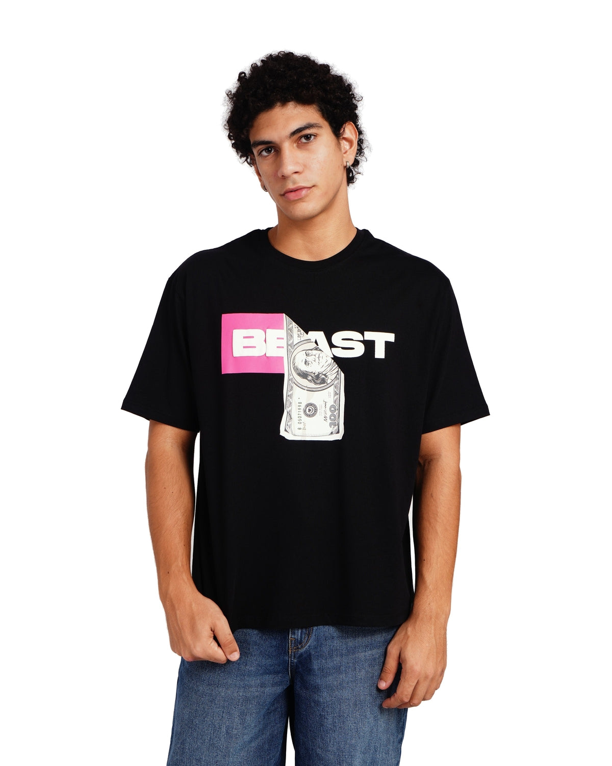 Official MrBeast Money T-shirt in black, front view