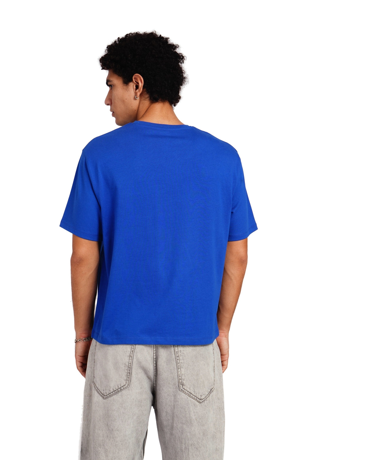 Official MrBeast Neon Panther T-shirt in blue, back view