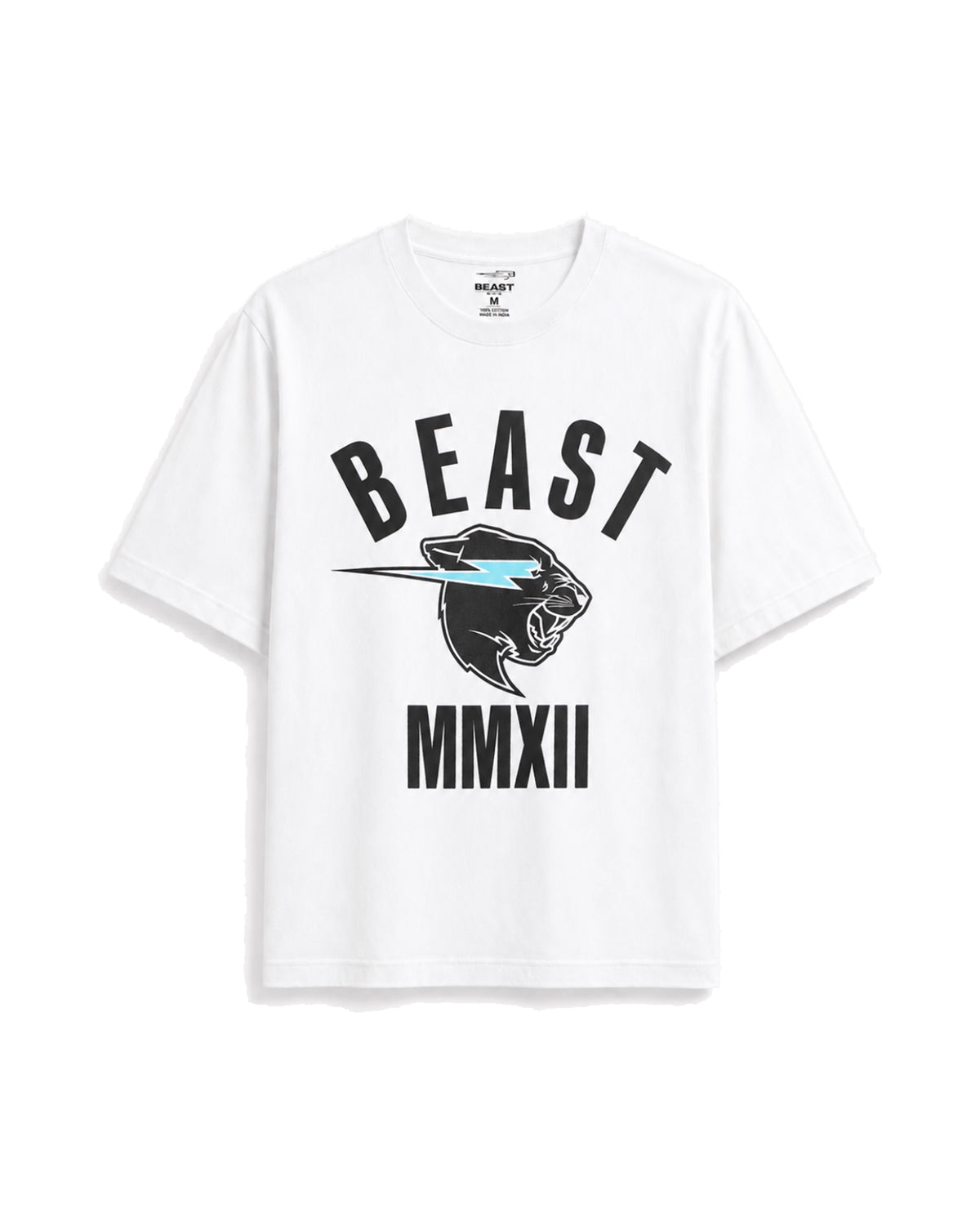 Official MrBeast Panther Classic T-shirt in white, flat lay, front
