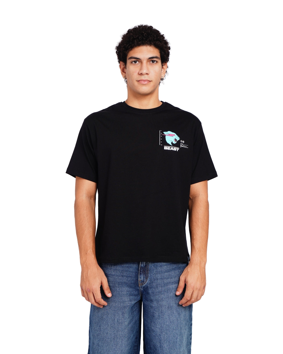 Official MrBeast Particle T-shirt in black, front view