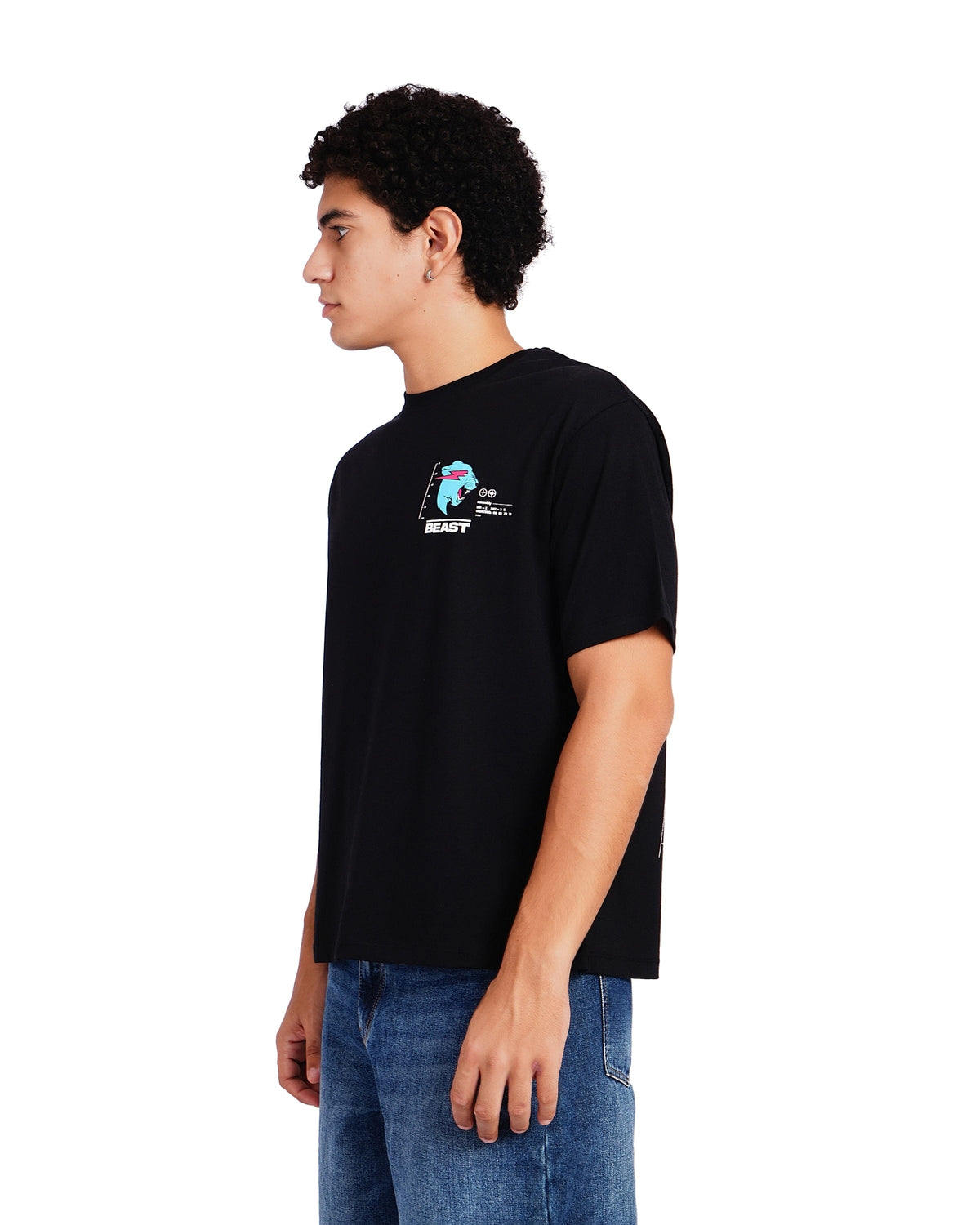 Official MrBeast Particle T-shirt in black, side view