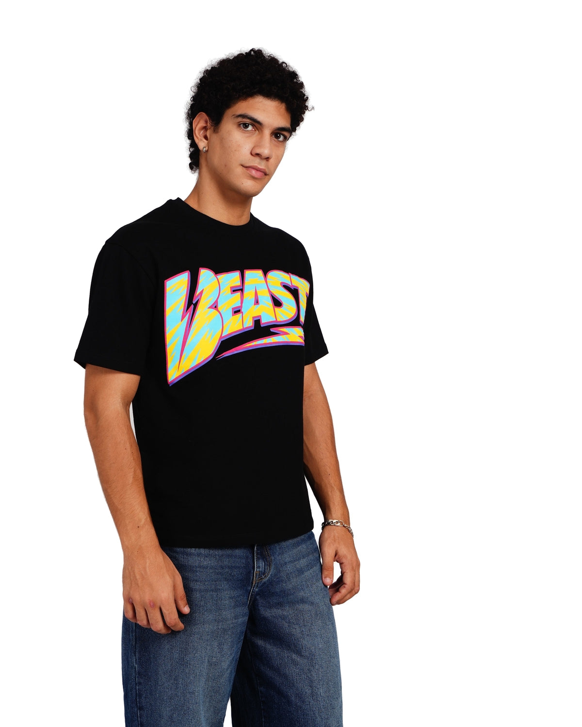 Official MrBeast Retro Beast T-shirt in black, side view