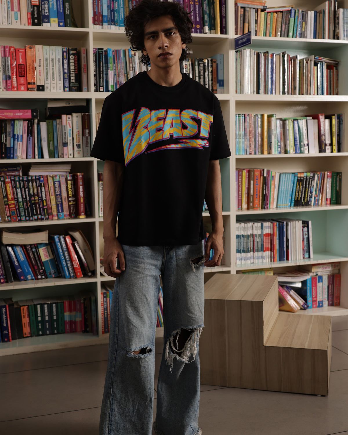 Official MrBeast Retro Beast T-shirt in black, lifestyle shot