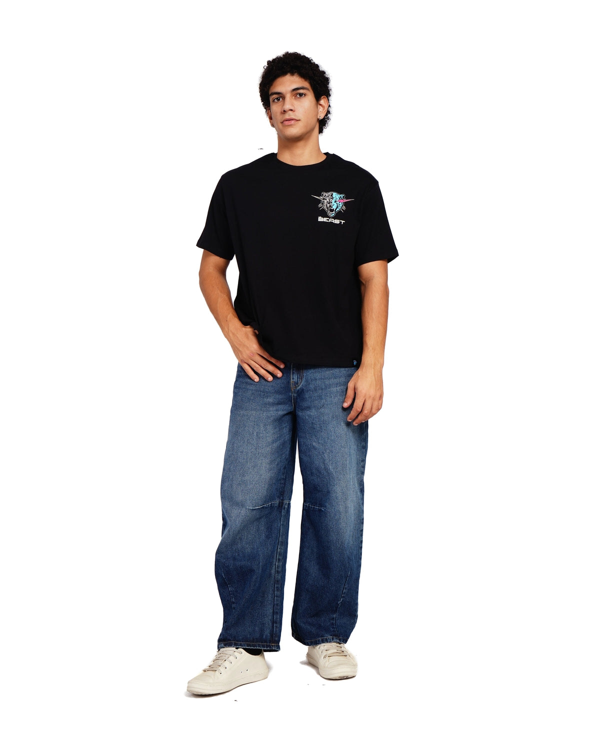 Official MrBeast Target T-shirt in black, full-length view