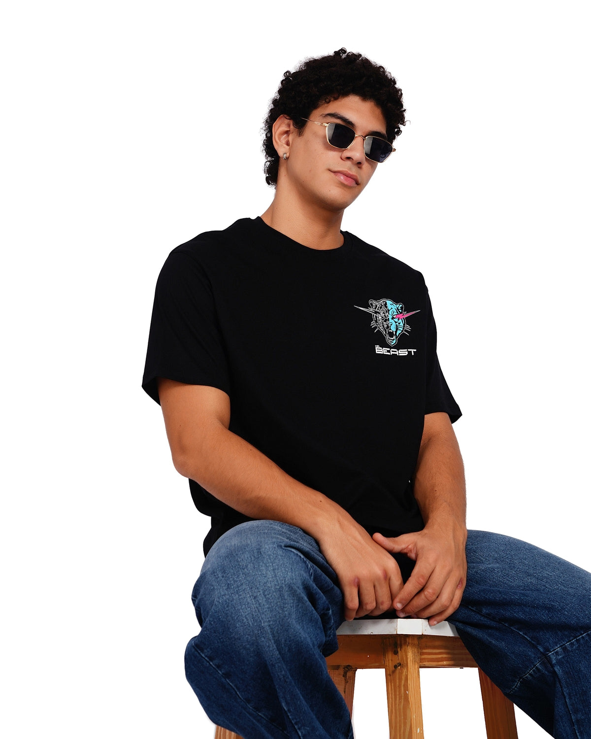 Official MrBeast Target T-shirt in black, styled pose