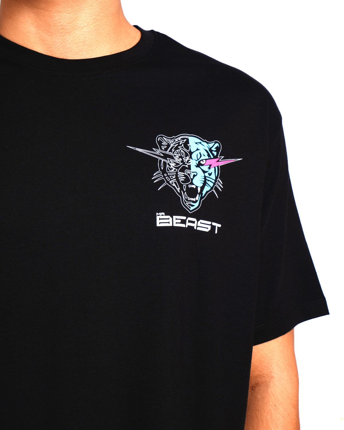 Official MrBeast Target T-shirt in black, close-up of the print