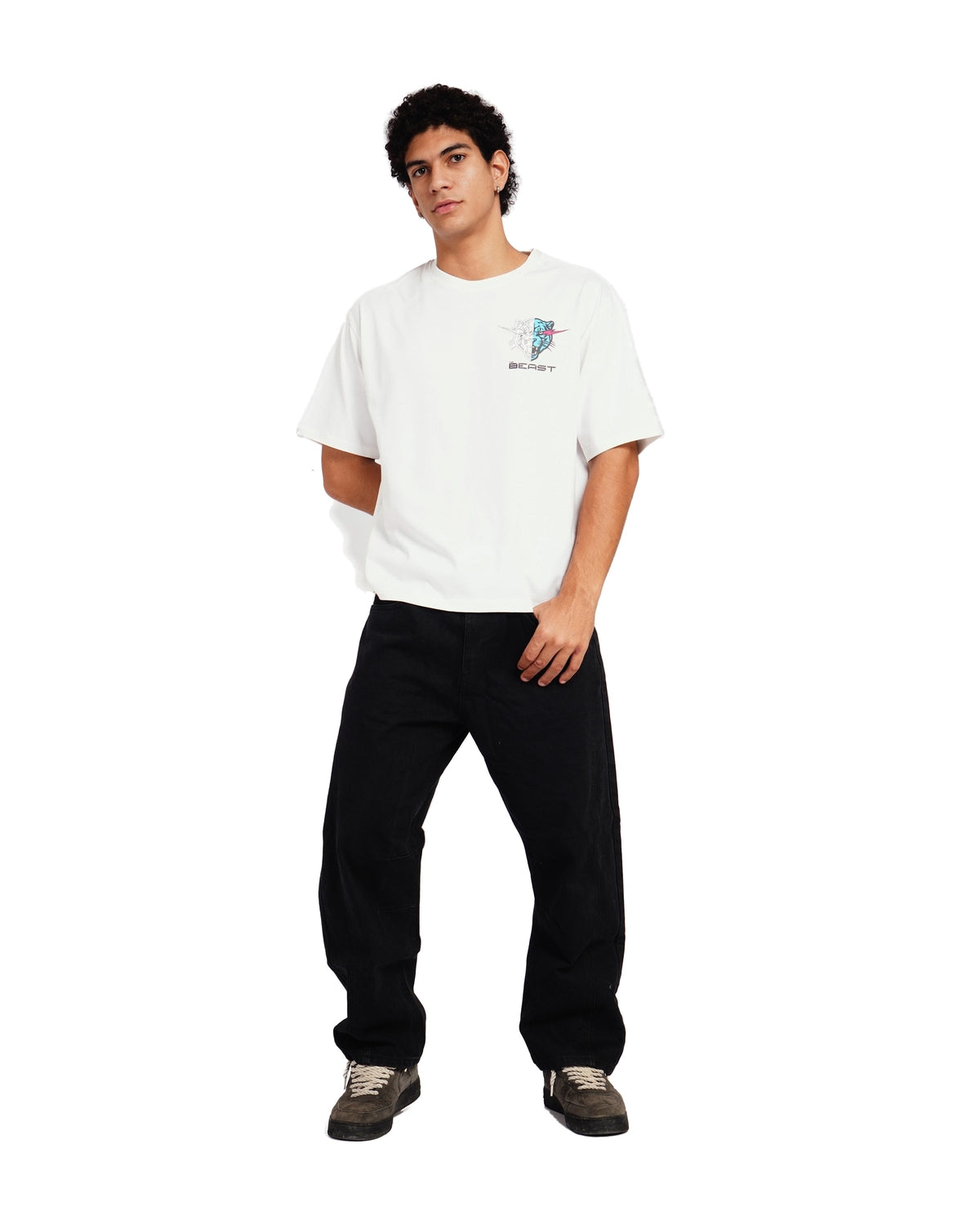 Official MrBeast Target T-shirt in white, full-length view