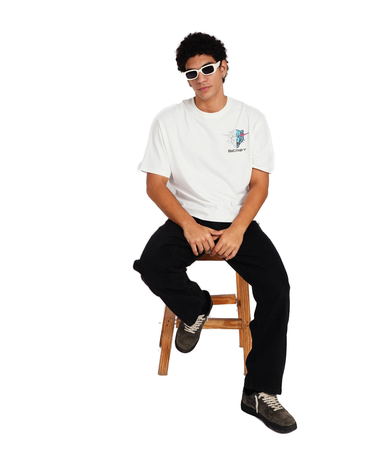 Official MrBeast Target T-shirt in white, full-length view 2