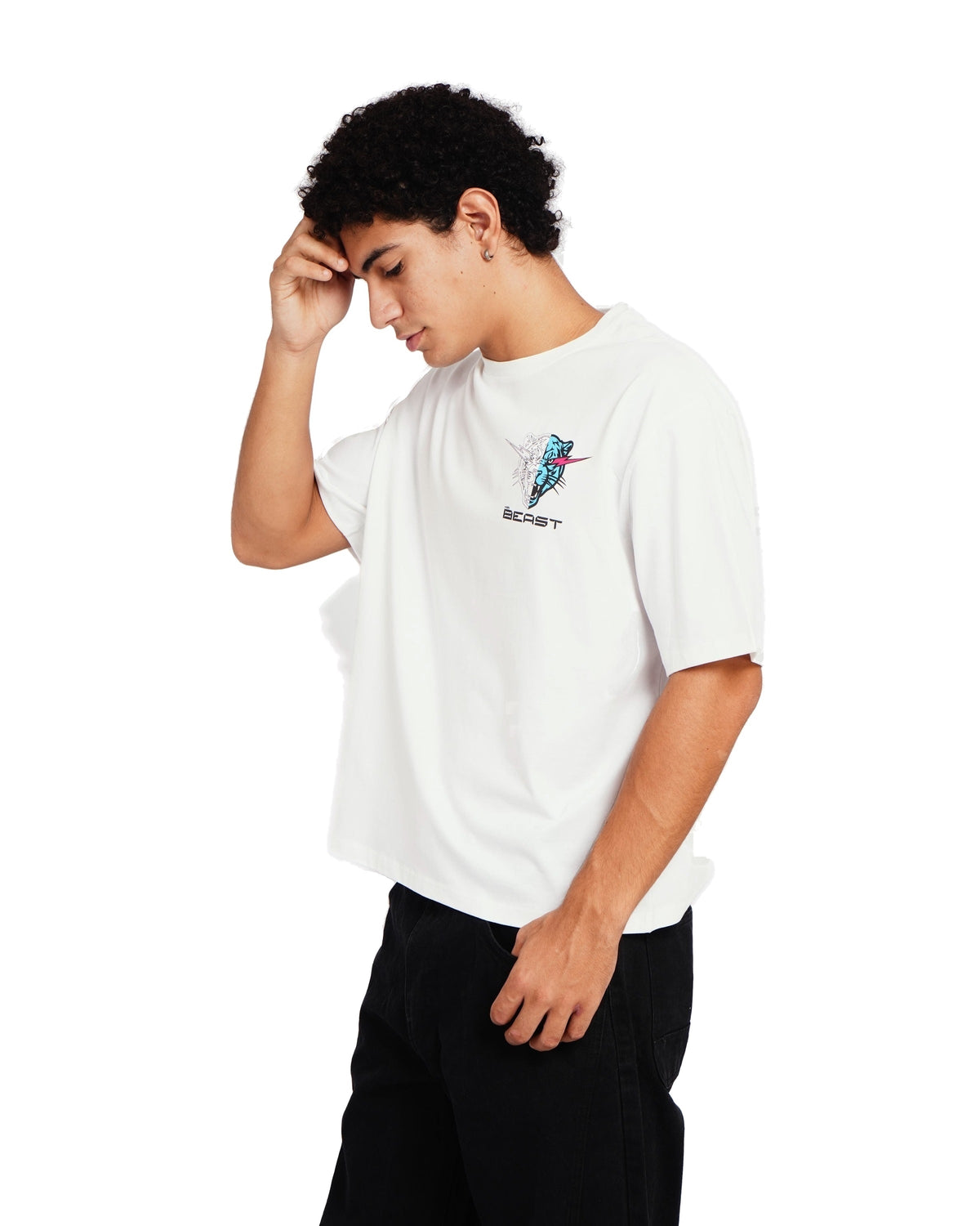 Official MrBeast Target T-shirt in white, styled pose 2