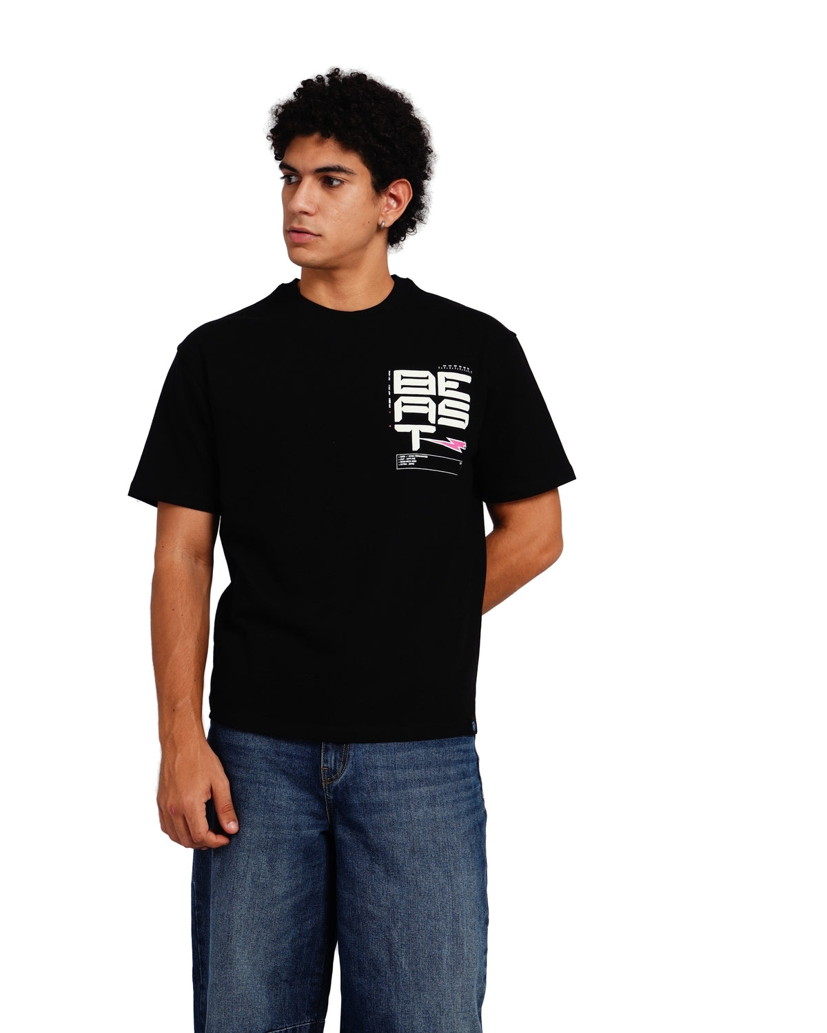 Official MrBeast Tech T-shirt in black, side view