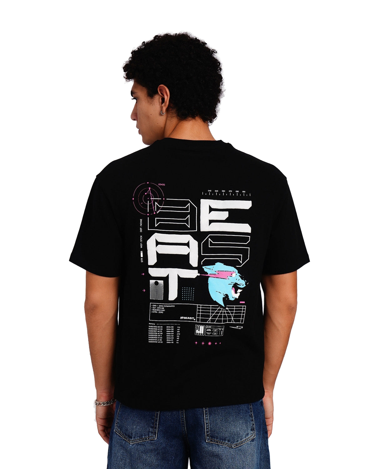 Official MrBeast Tech T-shirt in black, back view