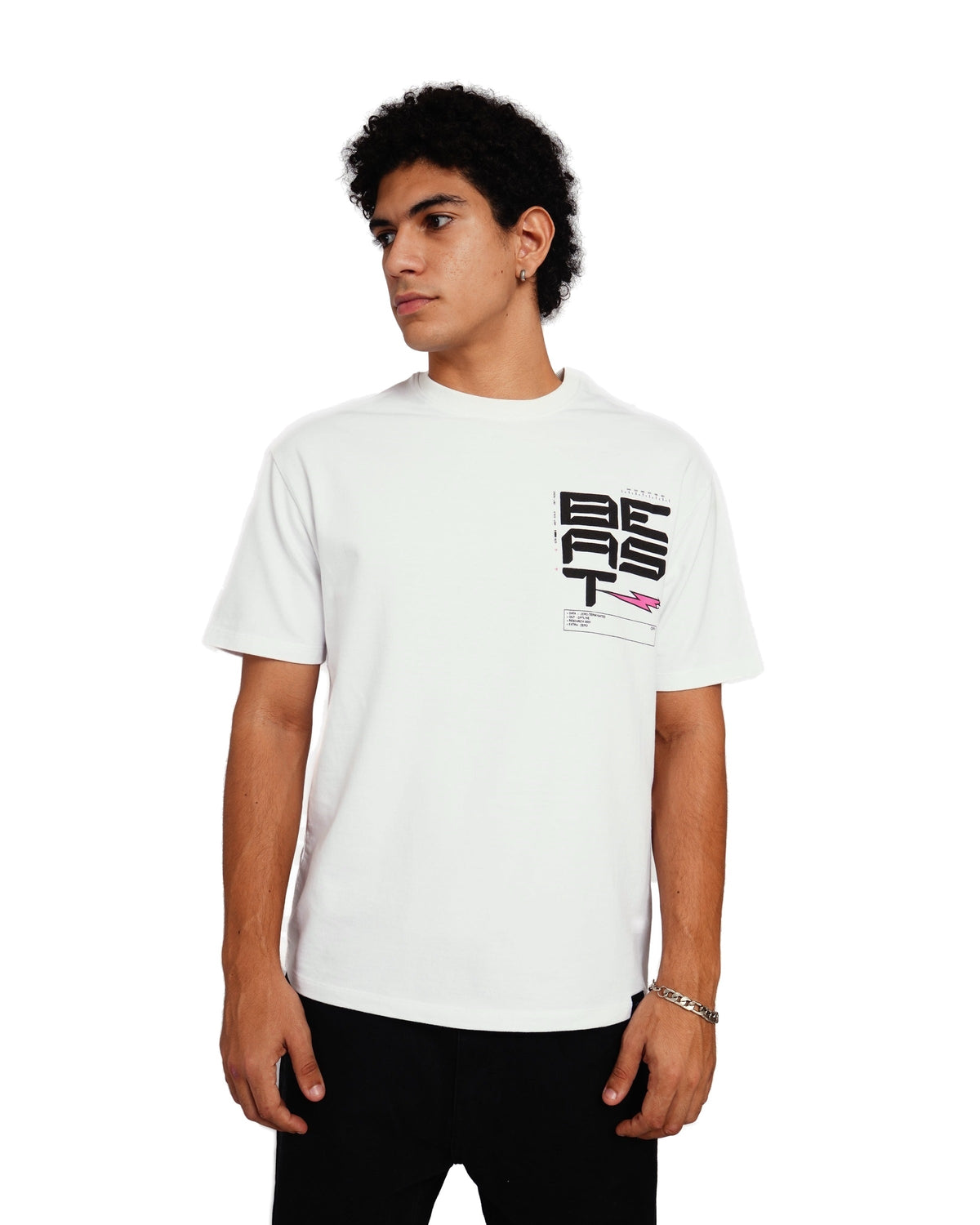 Official MrBeast Tech T-shirt in white, front view