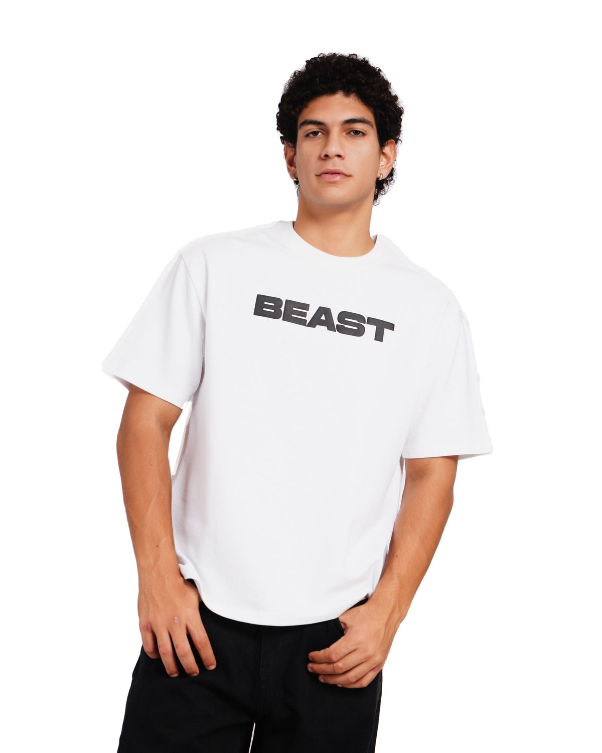 Official MrBeast Tonal T-shirt in white, front view