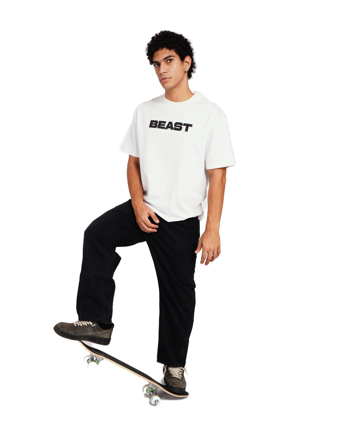 Official MrBeast Tonal T-shirt in white, full-length view 2