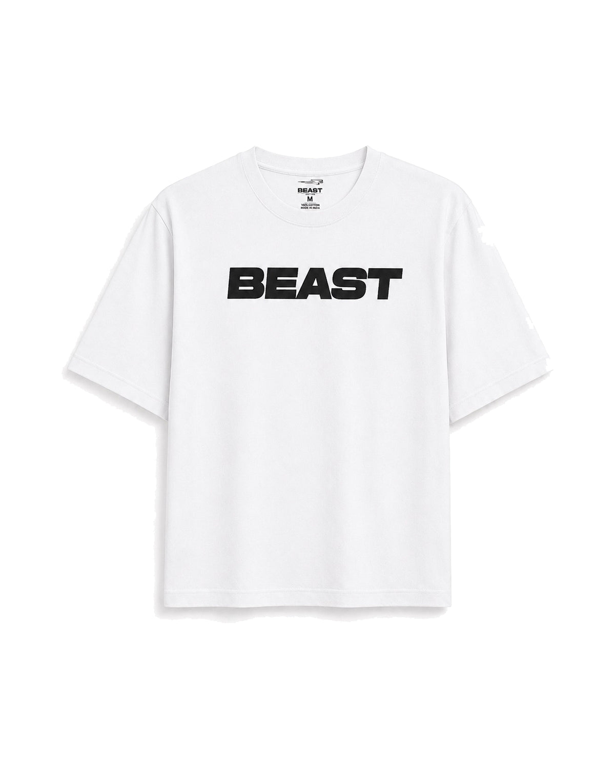 Official MrBeast Tonal T-shirt in white, flat lay, front