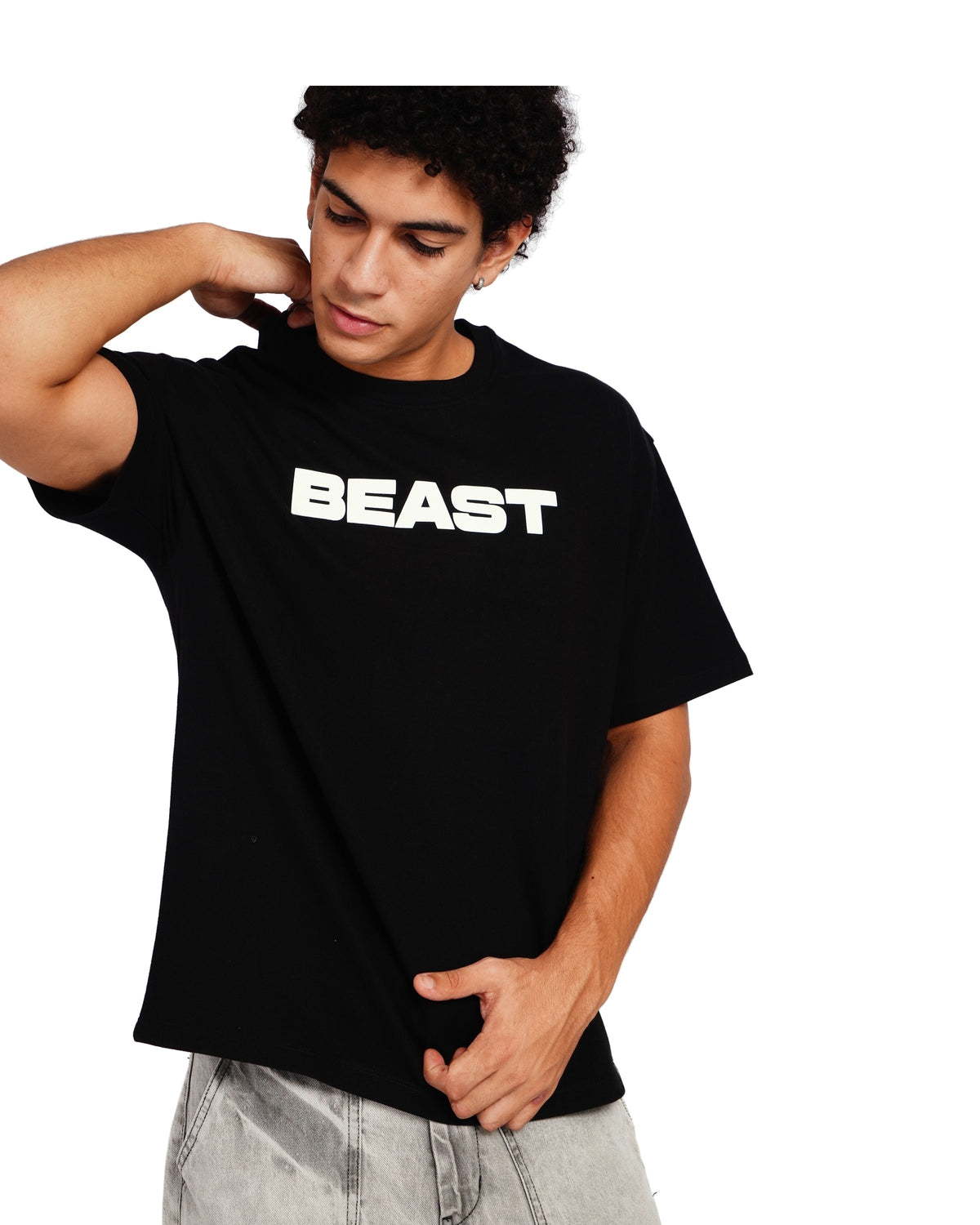 Official MrBeast Tonal T-shirt in black, styled pose