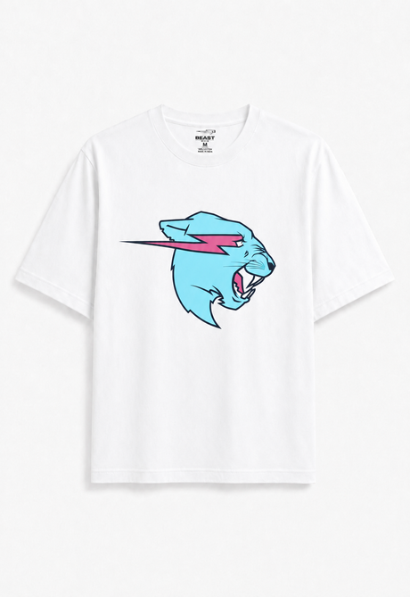 Official MrBeast Kids Neon Panther T-shirt in white