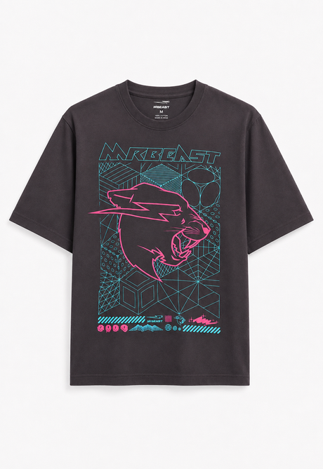 Official MrBeast Kids Cyber Grid T-shirt in grey