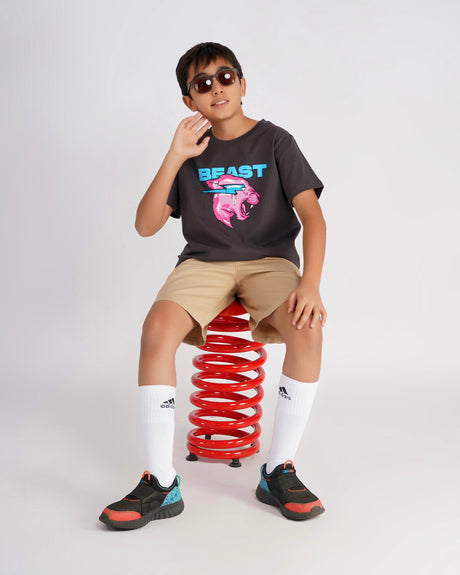 Official MrBeast Kids Drip Panther T-shirt in grey