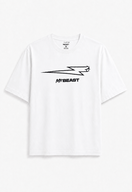 Official MrBeast Kids Bolt T-shirt in white