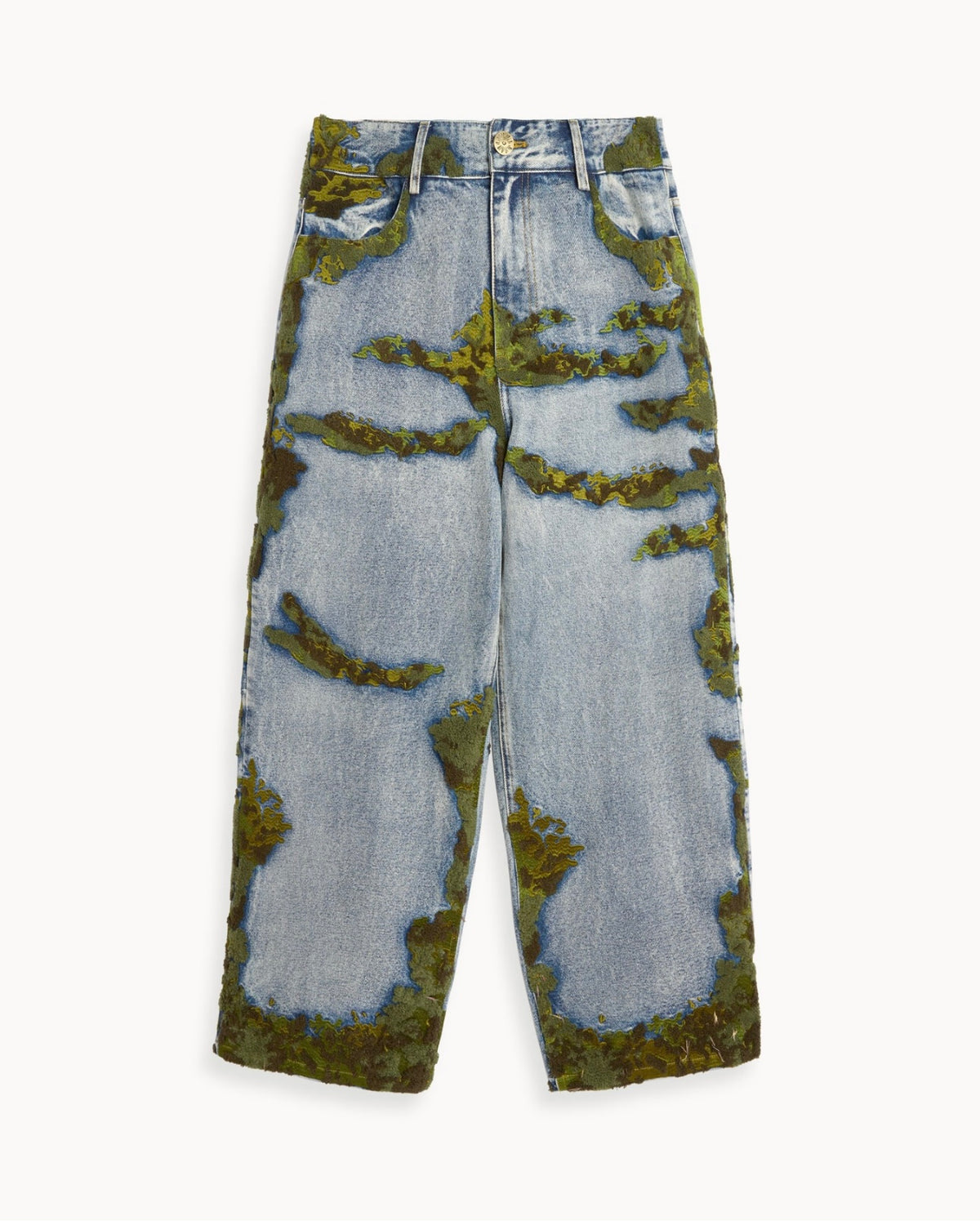 Embroidered Moss Jeans